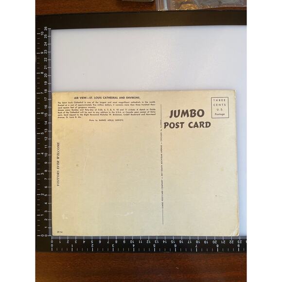 Vtg Rare Jumbo Postcard Co BW 9x7 Aerial St Louis Cathedral & Environs Ephemera - Picture 3 of 6